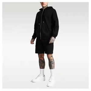 Conjunto de pantalones cortos con capucha de verano de manga larga cómodos de alta calidad, chándales de dos piezas, ropa de calle transpirable para hombres, conjuntos de pantalones cortos con capucha - Product Image 3