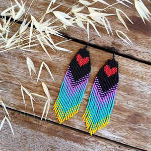 Pendientes colgantes de araña de cuentas de arroz coloridos hechos a mano con borla, joyería de moda para mujeres y niñas para bodas - Product Image 3