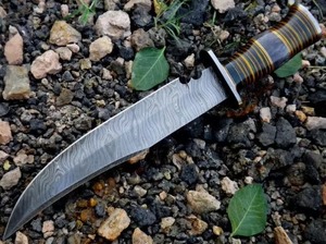 มีดธนูเหล็กดามัสกัสล่าสัตว์ทำด้วยมือพร้อมปลอกหนังที่สวยงามทำมีดเกรดแบบทำด้วยมือ - Product Image 3