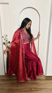 เสื้อฮาราระด้านบนและยักไหล่สำหรับงานปาร์ตี้พิมพ์ดิจิตอลและขอบกระดาษ - Product Image 2