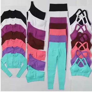 Offre Spéciale vêtements de yoga 5 pièces ensemble de yoga Gym Fitness vêtements sans couture ensemble de yoga ensembles d'entraînement pour les femmes - Product Image 5