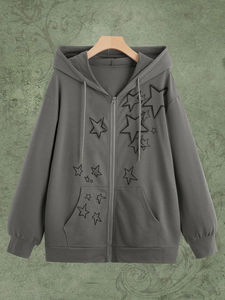 เสื้อมีฮู้ดแบบมีซิปเปิดไหล่มีลายสำหรับผู้ชายทำจากวัสดุคุณภาพสูงปรับแต่งได้ตามต้องการ - Product Image 4