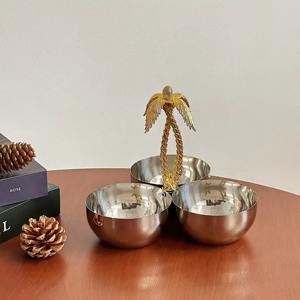 <b>Tree</b> Inspired Decorative Bowl Gold Handle Silver Bowl Perfect for <b>Chocolates</b> Candies Nuts and Seasonal Entertaining From India - Product Image 6