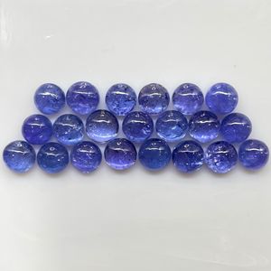 Vente en gros de cabochon en tanzanite naturelle de 5mm de forme ronde bleue, pierre précieuse traitée thermiquement de taille calibrée pour la fabrication de bijoux - Product Image 2