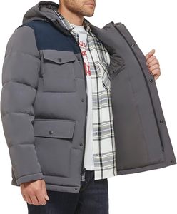 Veste matelassée d'hiver décontractée pour hommes Manteau matelassé léger sans capuche avec fermeture à glissière pour un confort extérieur par temps froid - Product Image 5
