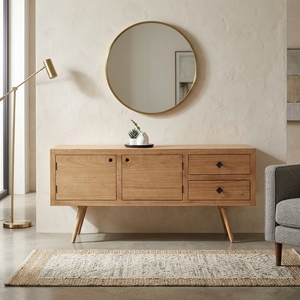 Buffet de salon en bois massif, style Mid-Century Modern, avec tiroirs, finition artisanale balinaise - Product Image 2