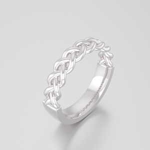 ความกว้าง3.5มิลลิเมตรทอผ้า925เงินสเตอร์ลิงกุหลาบชุบทองแหวนคู่ - Product Image 4