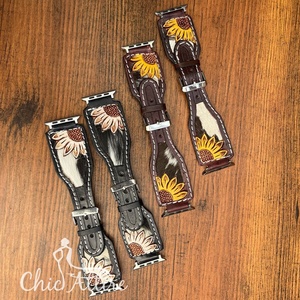 Luxury Designer High-end Hand Tooled Leather Durable <b>Watch</b> Bands Customizable Genuine Cowhide Leather Adjustable <b>Watch</b> Straps - Product Image 1