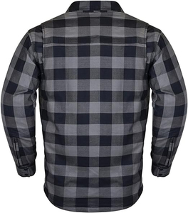 Vêtements de sport homologués CE pour hommes Chemise de protection pour moto avec coupe-vent Grande taille Flanelle de coton doux à carreaux noirs gris - Product Image 2