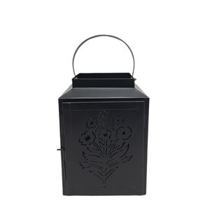 Juego de 2 farolillos de hierro de tamaño pequeño con asa, farolillos de bolsillo de Color negro para decoración de bodas, personalizados a granel - Product Image 1