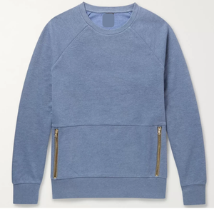 Sweat-shirt classique vintage pour homme, col rond, coupe et couture, poche zippée sur les deux côtés, manches raglan, pull en coton mélangé, tissu doux en molleton - Product Image 1