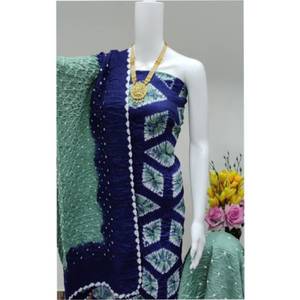 Costume pour femme en bandhani sibori bleu pishta - Product Image 1