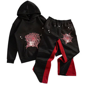 Ensemble de survêtement décontracté pour homme et femme avec imprimé graphique, coupe-vent, respirant, pour les sorties décontractées en hiver, avec strass, effet délavé - Product Image 1