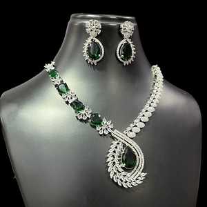 Conjunto de collar de diamantes de circón CZ americano con pendientes para boda, regalo elegante para mujer - Product Image 3