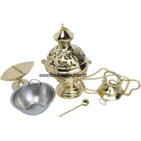 Ensemble de brûleur d'encens suspendu en laiton de qualité supérieure, de classe supérieure, avec cuillère, compatible avec l'encens indien pour l'aromathérapie spirituelle à domicile