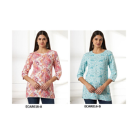 Trendy Export-Ready Cotton-Rayon Short Kurti Top pour les femmes Mélange parfait de style confortable et de vêtements ethniques indiens modernes