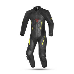 ชุดหนังสำหรับนักขี่จักรยานผู้ชายหนังแท้/ผ้าฝ้ายยืดด้านหน้าและด้านหลังบุนวมป้องกันเข่า - Product Image 1