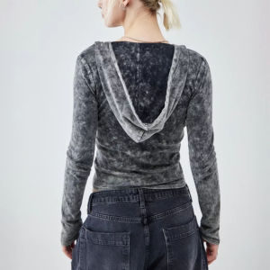 Sudaderas con capucha de lavado ácido para mujer de alta calidad Recién llegado Transpirable y sostenible Tallas grandes para el precio de invierno Transpirable con OEM - Product Image 3