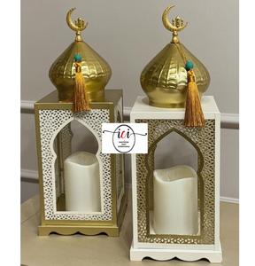 Lanterne de sol élégante au fini or Décoration de table au design unique pour les fêtes du Ramadan Eid Hajj Décorations de vaisselle de fête chaude - Product Image 6
