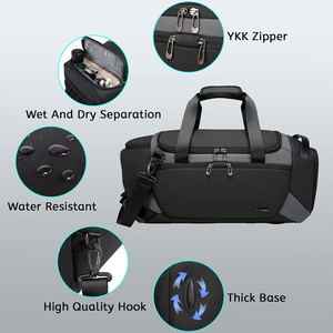 Bolsa de lona impermeable de noche grande con compartimento para zapatos, bolso de viaje versátil para hombres y mujeres - Product Image 4