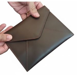 Bolso de Mano Tipo Sobre de Cuero Hecho a Mano, Porta Tarjetas de Mahjong de Lujo, Funda Delgada para Tablet, Estilo Minimalista Premium, Ideas de Regalo Unisex - Product Image 3