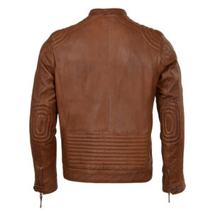 2025 haute qualité nouveau Design hommes lourd hiver combiné tissu fermeture éclair agneau cuir Biker vestes avec poches - Product Image 2