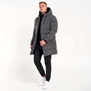 Manteau long à capuche pour homme élégant avec design matelassé et coupe confortable pour temps froid - Product Image 2