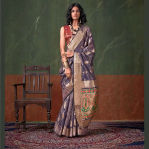 Indian Designer Soft Silk Saree Beautiful Wedding Party Wear in Traditional Pakistani Style with Elegant Weaving Design - Product Image 1