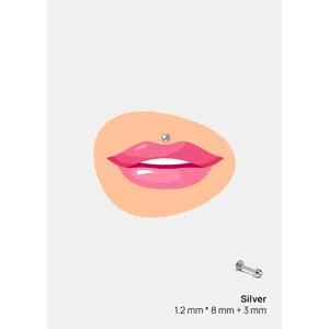 Gioiello per Piercing Labret Placcato Oro alla Moda di Miss a Body Jewelry, con Sfera Monroe e Diamante Taglio Principessa, Ideale come Regalo di Nozze - Product Image 2