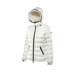 Blouson d'hiver décontracté pour femme, tissé, élégant, blanc, manches longues, capuche amovible, rembourrage en coton, respirant, style bomber - Product Image 1