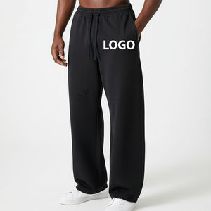 Pantalons de survêtement noirs pour hommes, amples, décontractés et tendance, personnalisés de qualité supérieure, 450 g, à jambes larges, pour le sport et la course à pied - Product Image 5