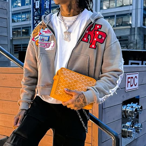 Custom Two Pieces Terry Sun Faded Wash 100% Cotton Applique Embroidery Patch Track Short Set <b>Zip</b> <b>up</b> <b>Hoodies</b> Sets <b>Men</b> - Product Image 5