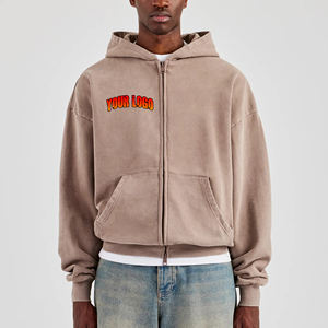 OEM sweats à capuche imprimés de base en coton molleton épais pour hommes sweats à capuche zippés personnalisés pour hommes - Product Image 4