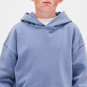 Sweat à capuche pour garçons avec épaules tombantes et logo personnalisable pour les acheteurs en gros, prix avantageux / Manches longues et poches kangourou - Product Image 2