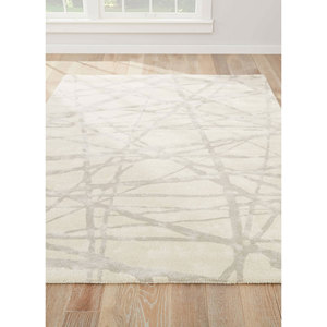 Tapis en laine et viscose tufté à la main Acar Ivory, motif abstrait pour usage domestique - Taq-4023 - Product Image 2