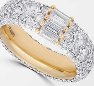 Bague délicate en diamants baguette avec 140 diamants ronds cultivés en laboratoire, 1,47 carat GH-VS, en or jaune 18 carats, cadeau pour une occasion spéciale - Product Image 2