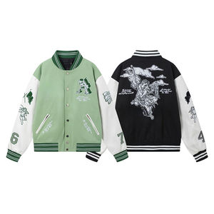 แจ็กเก็ตทีมเบสบอลหนาคุณภาพสูงสำหรับผู้ชายมาใหม่คอปกตั้งปักผ้าแคนวาสสำหรับสวมใส่ตามท้องถนนไซส์ใหญ่พิเศษ - Product Image 3