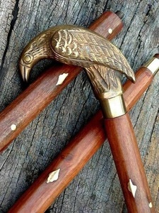 Antique Brass Designer Raven Head Handle Vintage Wooden Walking Stick Cane with Adjustable Feature Gift - Product Image 4