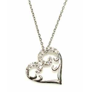 Pendentif Cœur en Argent Sterling 925 avec Zircon Blanc, Diamant et Perle - Or Rose, Platine, Forme Géométrique, Plaqué Rhodium, Style Tendance - Product Image 4