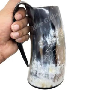 แก้วเขาสัตว์แท้ทำมือ คุณภาพดีที่สุด แก้วเขาสัตว์ไวกิ้งโดย HANNAN HANDICRAFT จากอินเดีย - Product Image 1