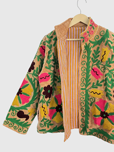 Veste en coton brodée de fleurs, col mandarin, manches longues, style Prairie Chic, vêtements d'automne pour femmes - Product Image 4