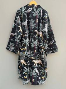 Luxe unisexe velours Kimono veste Boho réversible motif Animal doux imprimé grande taille Maxi boutonné respirant maison été - Product Image 4