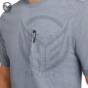 เสื้อยืดผ้าฝ้ายผู้ชายมีคอกลมออกแบบโลโก้ได้ตามต้องการไร้รอยต่อสำหรับลุคลำลองในฤดูร้อน - Product Image 6