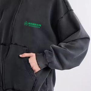 Sweat à capuche zippé personnalisé de haute qualité 2026, unisexe, 100 % coton French Terry, effet vieilli, respirant, séchage rapide - Product Image 5
