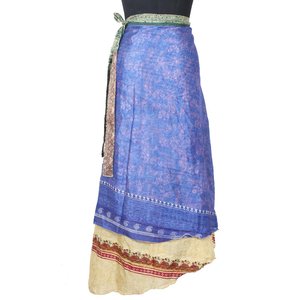 กระโปรงผ้าไหมวินเทจสองชั้นชุดชายหาดวินเทจผ้าไหมส่าหรีเมจิก38 "ยาวคลุมปิดวินเทจเมจิก38นิ้ว - Product Image 5