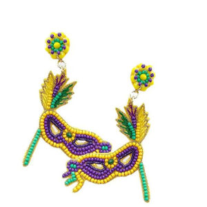 ต่างหูลูกปัดมาร์ดิกราส์ชุบทองทำด้วยมือต่างหูสำหรับเทศกาลใหม่สำหรับผู้หญิงและเด็กผู้หญิงจากอินเดีย - Product Image 1