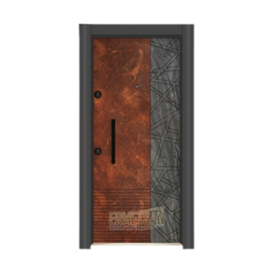 Porte d'entrée extérieure moderne en bois et acier pour appartements, hôtels, villas, architecture contemporaine moderne - Product Image 1