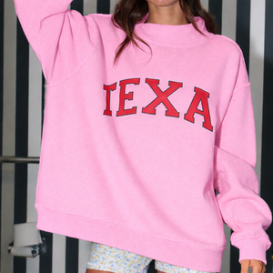 Women Oversized <b>Stand</b> Collar Printed Pullover Sweatshirt Autumn Winter Warm Comfortable Casual Street Fashion Badge Sequined - Product Image 6
