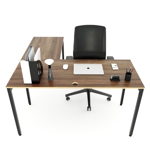 โต๊ะทำงานรูปตัว L รุ่น SLEAN HBSL017 ขนาด 140x140 ซม. ทำจากไม้อัดพร้อมขาเหล็ก - Product Image 2