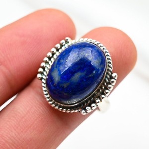 925 Sterling Silver Boho Style Handmade <b>Ring</b> Classical Jewelry <b>Lapis</b> Gemstone Wedding Gift for Women Rhodium Plated for Party - Product Image 3